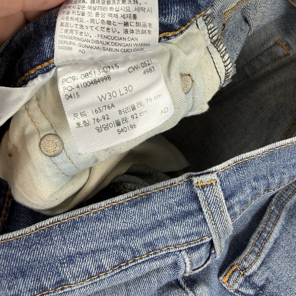 Levis 513 Jeans Sz 28x30 Blue Denim Lt/Medium Wash Mid Rise Straight Leg Casual - Picture 8 of 8